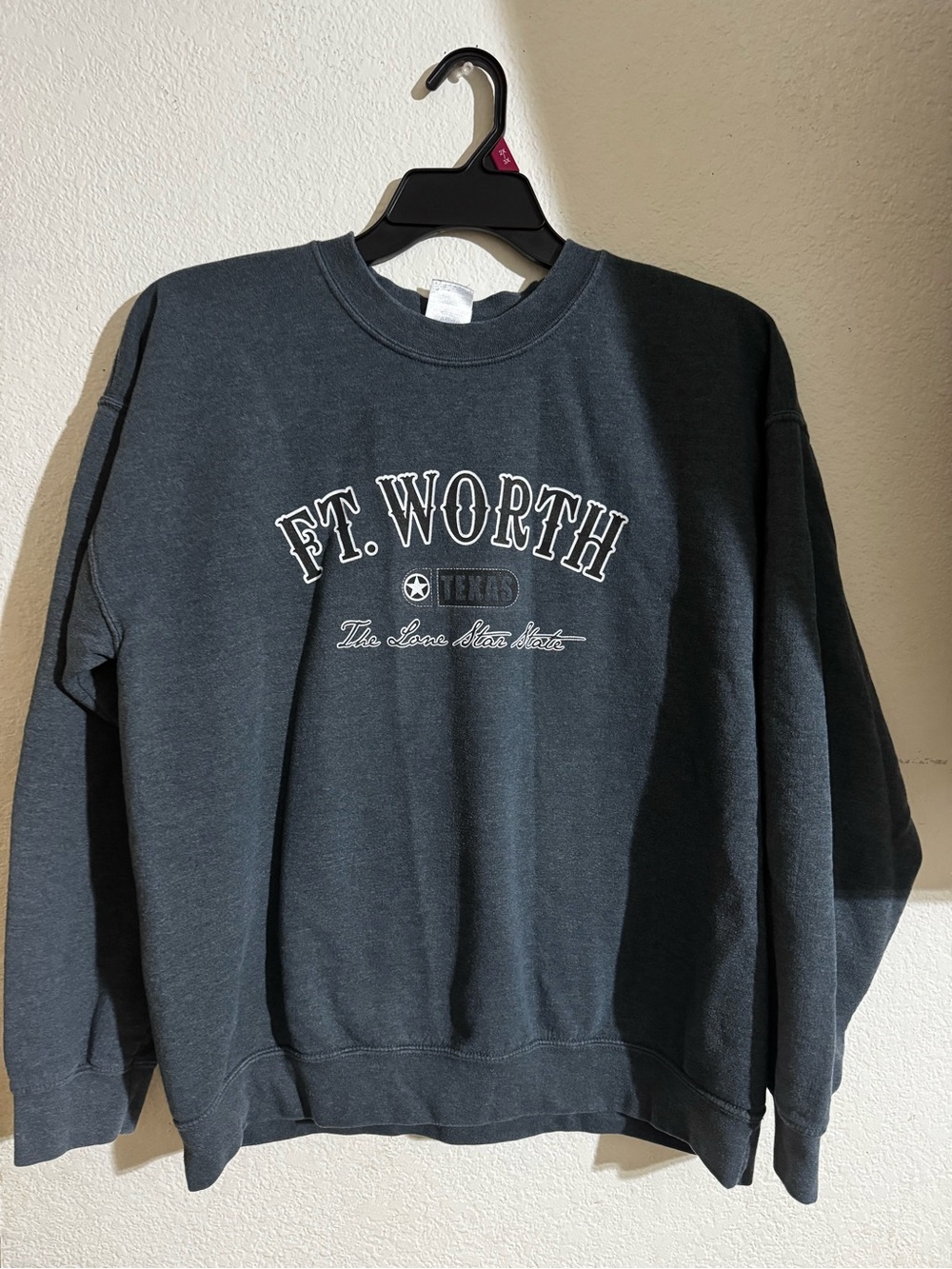 Gildan Ft. Worth Crewneck Sweatshirt - Black with White Graphic